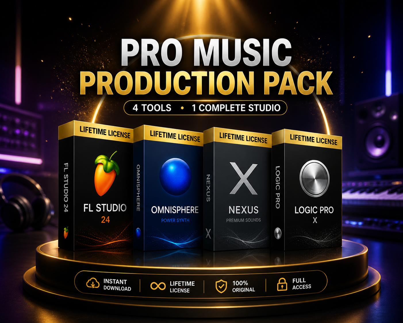 Music Production Pack FL STUDIO 24 - NEXUS 5 - LOGIC PRO - OMNISPHERE 2